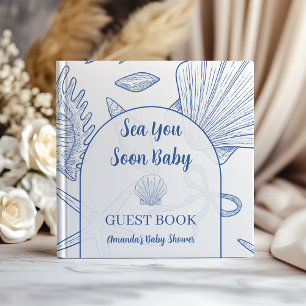 Modern Under The Sea You Soon Blue Boy Baby Shower Guest Book
