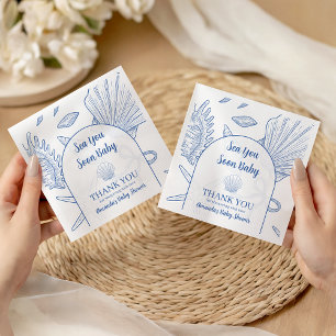 Modern Under The Sea You Soon Blue Boy Baby Shower Napkin