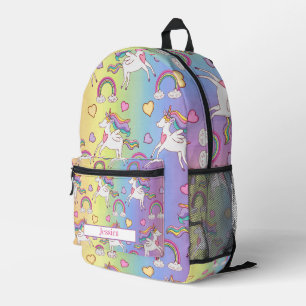 Modern Unicorn and Rainbow Pattern Custom Name Printed Backpack