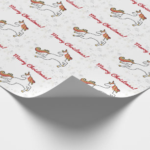 Modern Unicorn Glitter Snowflakes Merry Christmas  Wrapping Paper