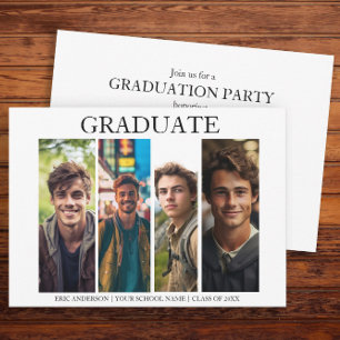 Modern Unique 4 Photo Graduation Party Invitation