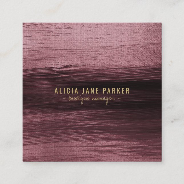 Modern unique abstract elegant boutique manager square business card (Front)