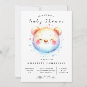 Modern Unique Bear Baby Shower Invitation