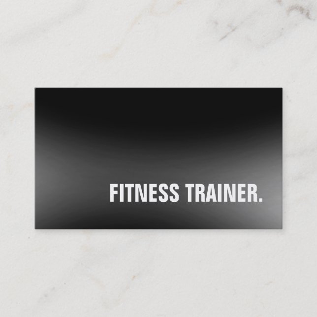 Modern Unique Black Grey Fitness Trainer Business Card (Front)