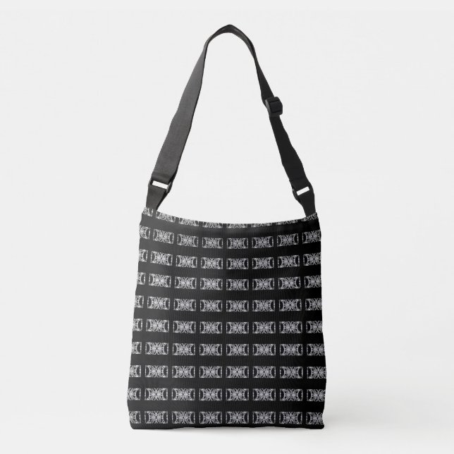 Modern Unique Black & Light Silver Pattern Crossbody Bag (Front)