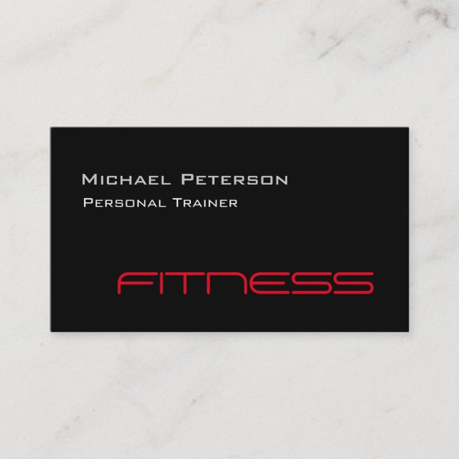 Modern Unique Black Red Personal Trainer Business Card (Front)