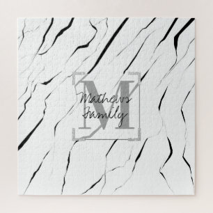 Modern Unique Black White Marble Family Jigsaw Puzzle
