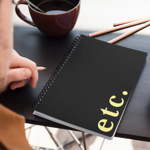 Modern Unique Black & Yellow Bold Typography Notebook