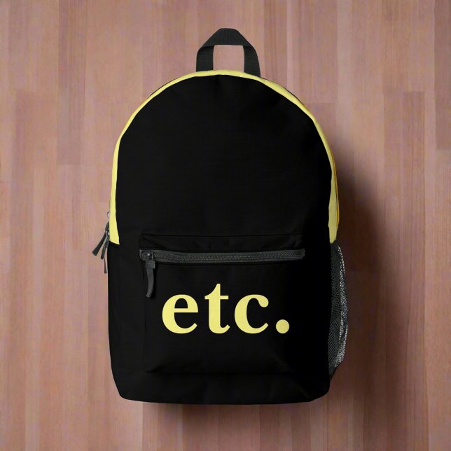 Modern Unique Black & Yellow Bold Typography  Printed Backpack (Creator Uploaded)