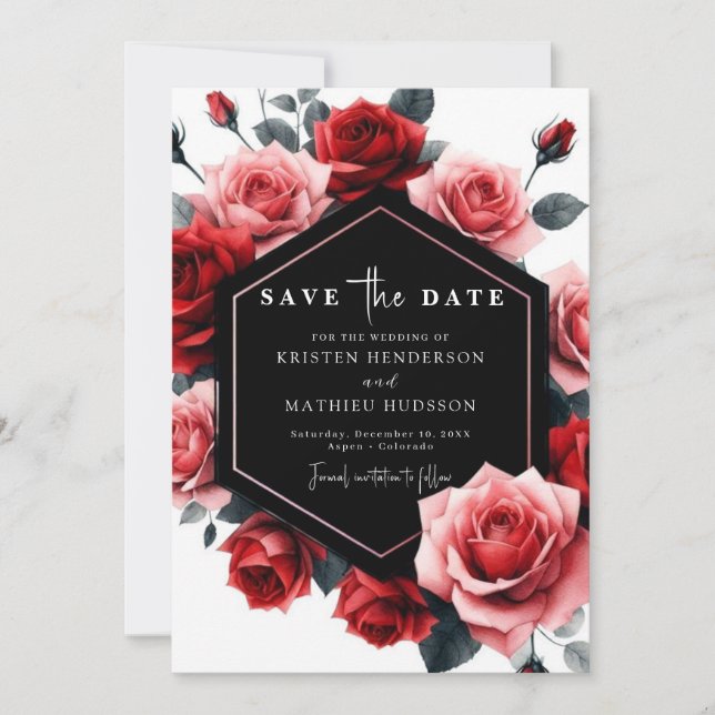 Modern Unique Crimson Red Wedding Save The Date (Front)