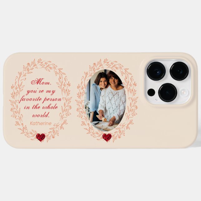 Modern Unique Cute Heart Mum Photo Mothers Day  Case-Mate iPhone Case (Back (Horizontal))