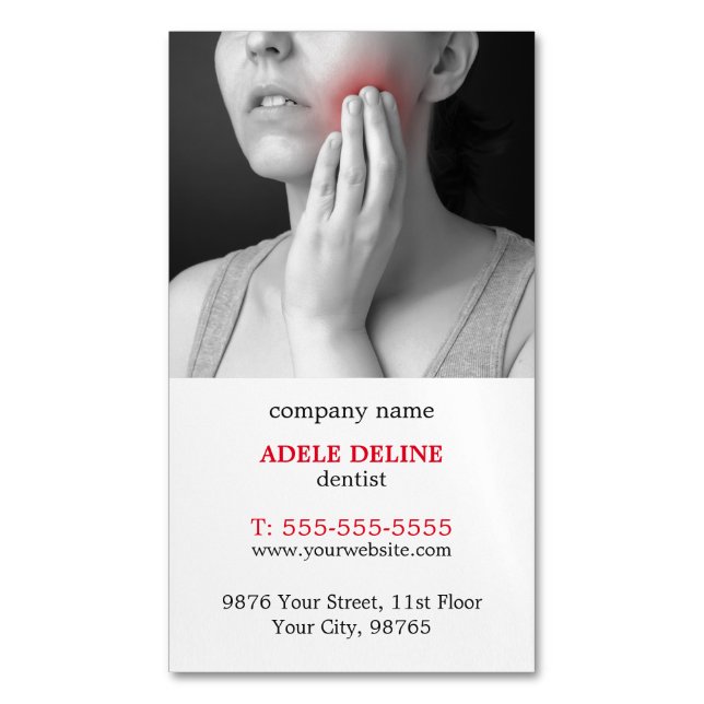Modern Unique Dentist Magnetic Business Card (Front Vertical)