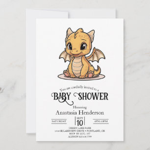 Modern Unique Digital Dragon Baby Shower Invitation