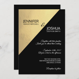 Modern Unique Elegant Black & Gold Foil Wedding Invitation