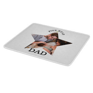 Modern Unique Fathers day Five star Dad 1 photo Cutting Board