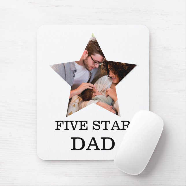 Modern Unique Fathers day Five star Dad 1 photo Mouse Pad (With Mouse)