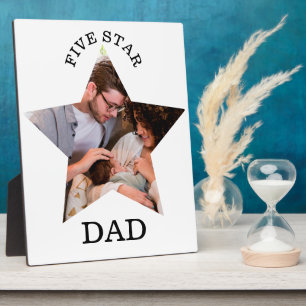 Modern Unique Fathers day Five star Dad 1 photo Plaque
