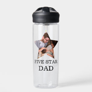 Modern Unique Fathers day Five star Dad 1 photo Water Bottle