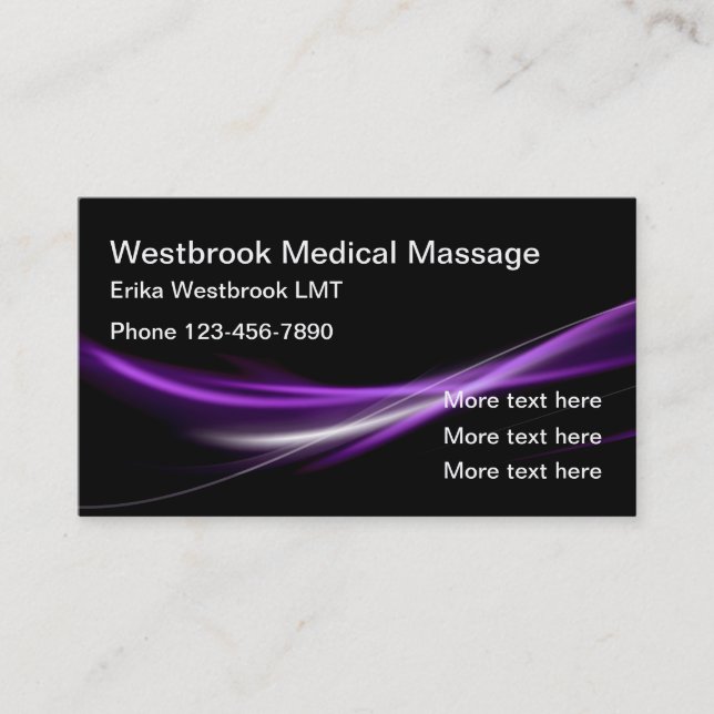 Modern Unique Massage Therapist Business Card (Front)