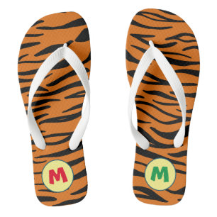 Modern unique monogram l Animal print l Brown Thongs