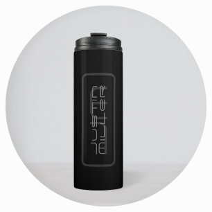 Modern Unique Name & Monogram   Dark Grey & Black Thermal Tumbler
