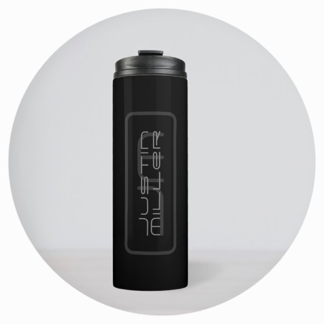 Modern Unique Name & Monogram | Dark Grey & Black Thermal Tumbler (Creator Uploaded)