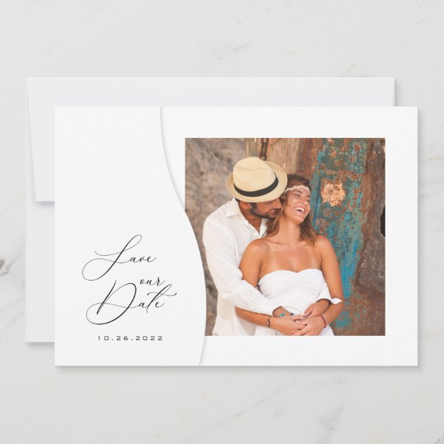 Modern Unique Photo Wedding Save The Date (Front)