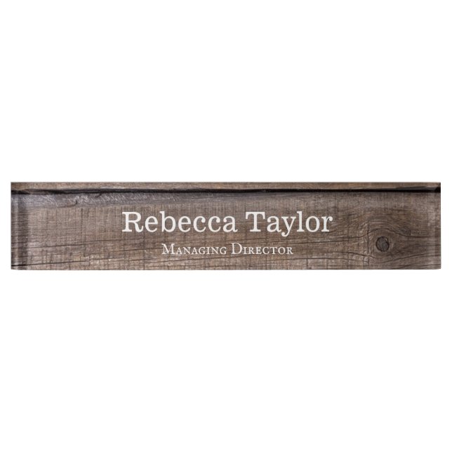 Modern Unique Rustic Wood Pattern  Nameplate (Front)