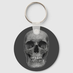 Modern Unique Trendy Greyscale Skull Keychain