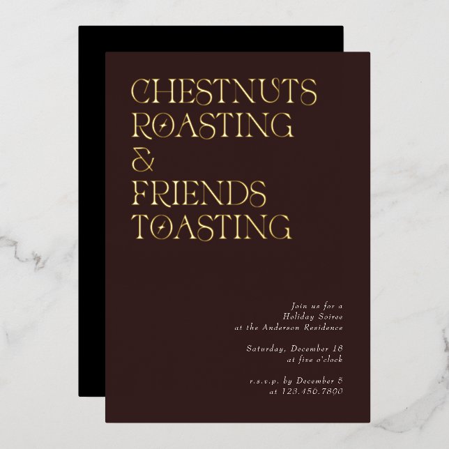 Modern Unique Typography Holiday Soiree Invitation (Front/Back)