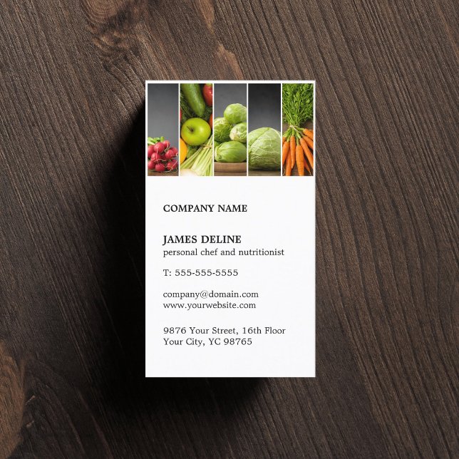 Modern Unique Vegetable Personal Chef Nutritionist Business Card (Creator Uploaded)