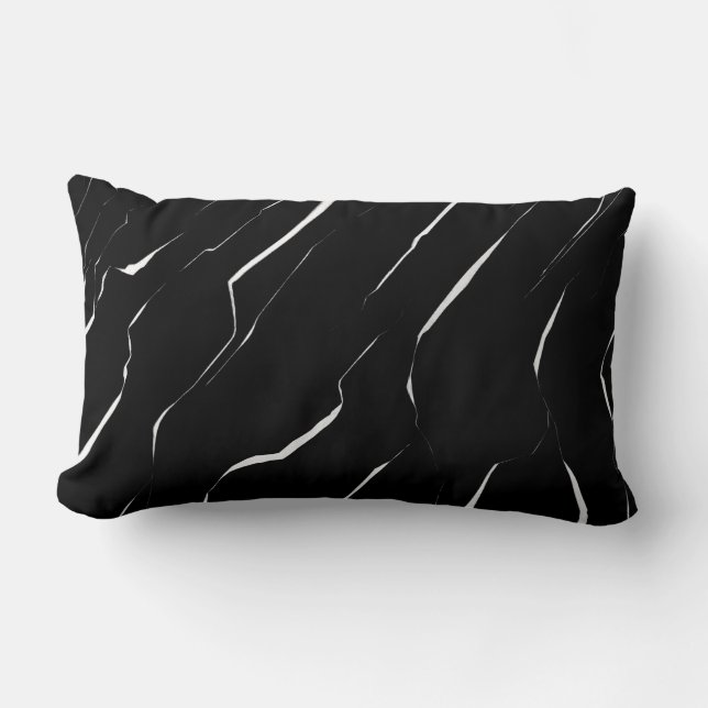 Modern Unique White Black Marble Pattern Lumbar Cushion (Front)