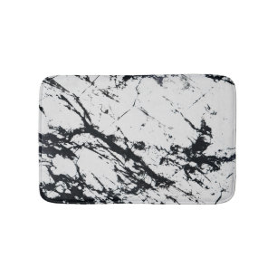 Modern Unique White Black Marble Stone Pattern Bath Mat