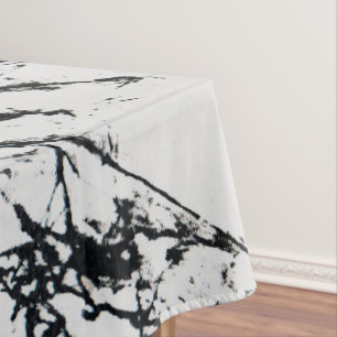 Modern Unique White Black Marble Stone Pattern Tablecloth