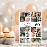 Modern Unisex 20 Photo Collage Birthday Card<br><div class="desc">This photo collage birthday card has 20 photos,  can be for him or her,  and you can add the age. The card is easy to personalize and the font styles,  size and color can be changed by clicking on the customize further link after personalizing.</div>