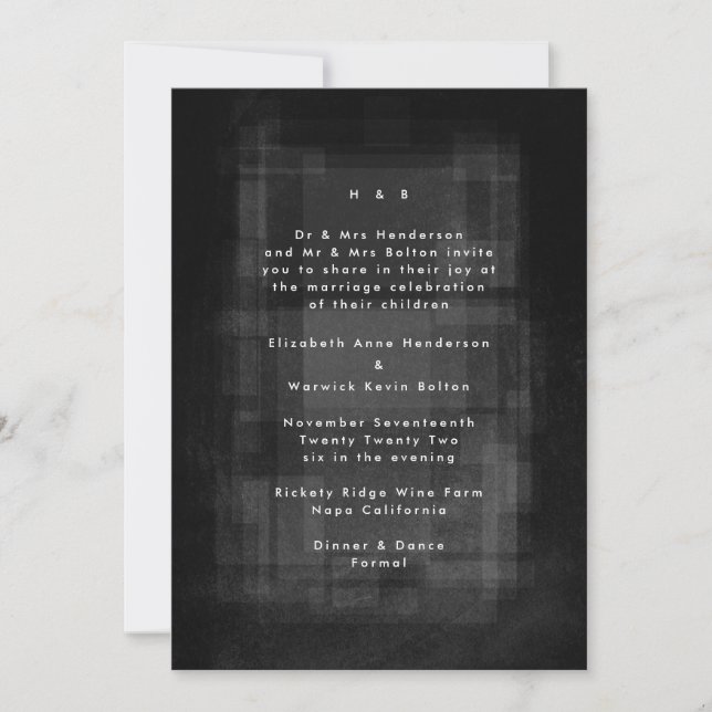 Modern Unisex Textured Pattern Wedding Invitation (Front)