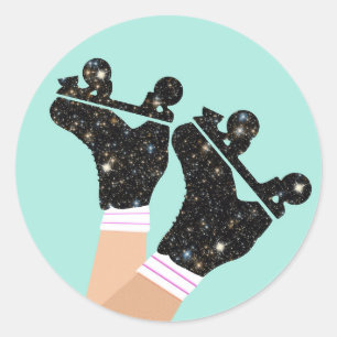 Modern Universe Roller Skates Roller Derby Mint Classic Round Sticker