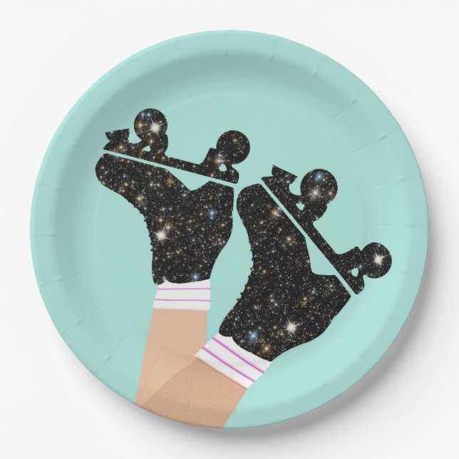 Modern Universe Roller Skates Roller Derby Mint Paper Plate (Front)