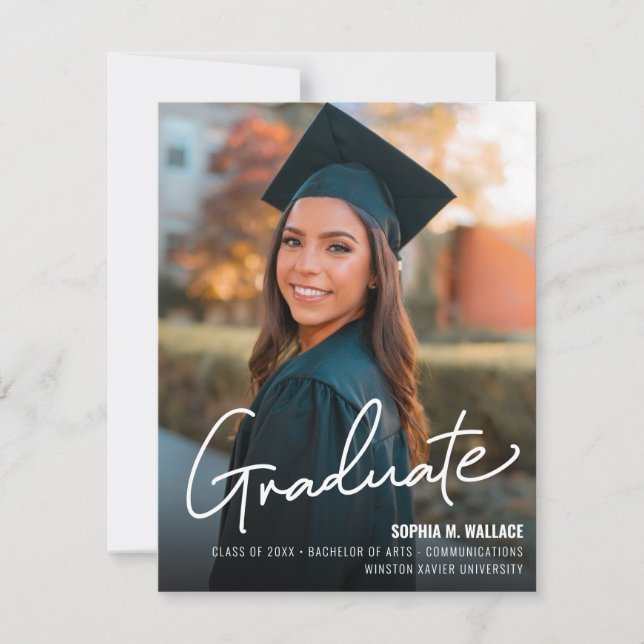 Modern University Graduate Photo Class year Grad  Announcement (Front)