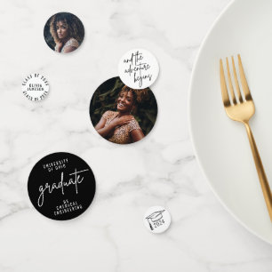 Modern University Graduate Script Custom Photo Confetti