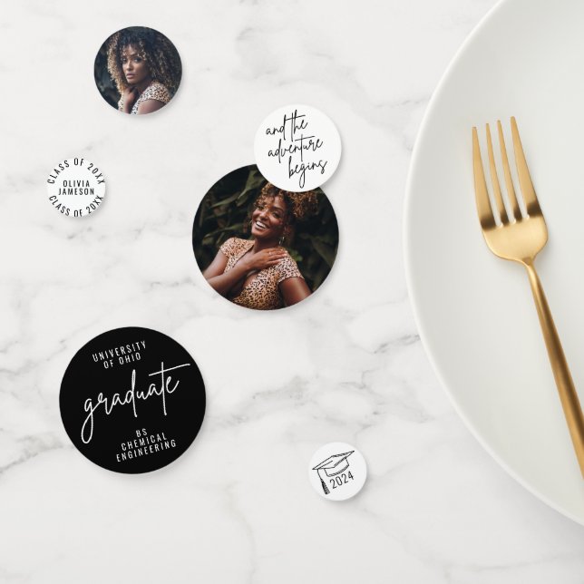 Modern University Graduate Script Custom Photo Confetti (Group)