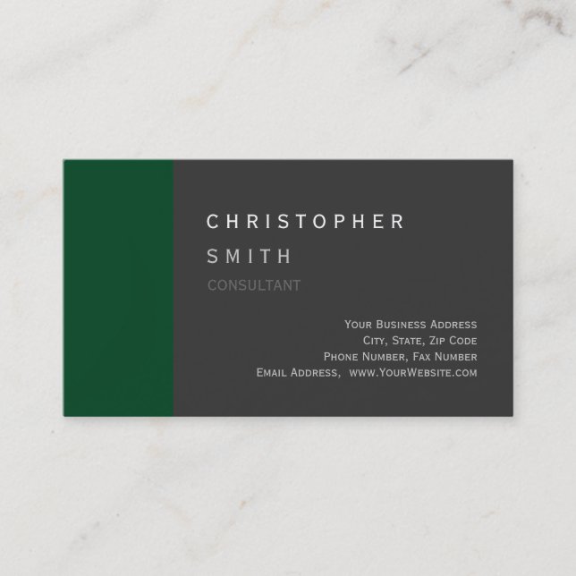 Modern Up Forest Green Grey Standard Business Card (Front)