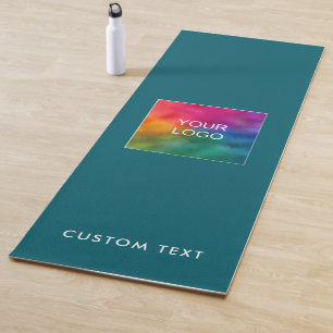 Modern Upload Company Logo Custom Text Monogram Yoga Mat