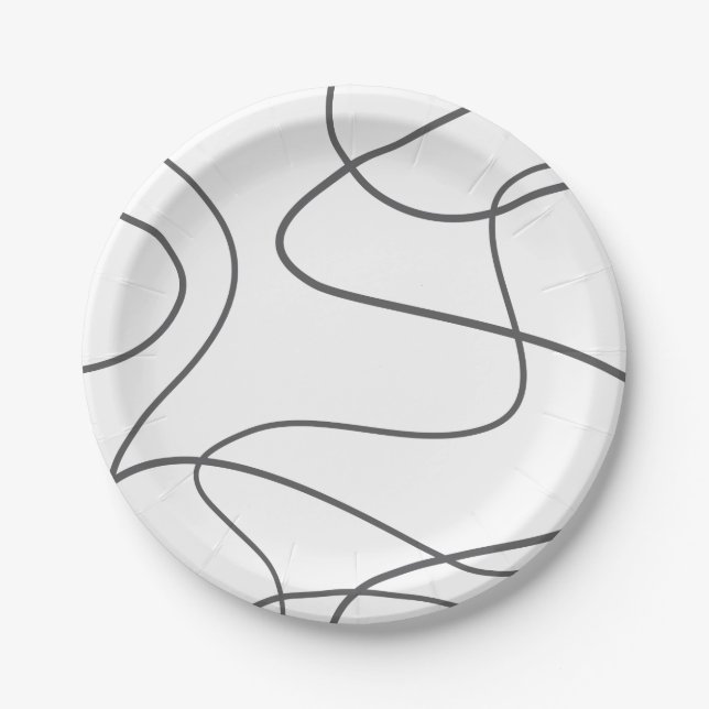 Modern, urban, abstract pattern. Curvy, wavy lines Paper Plate (Front)