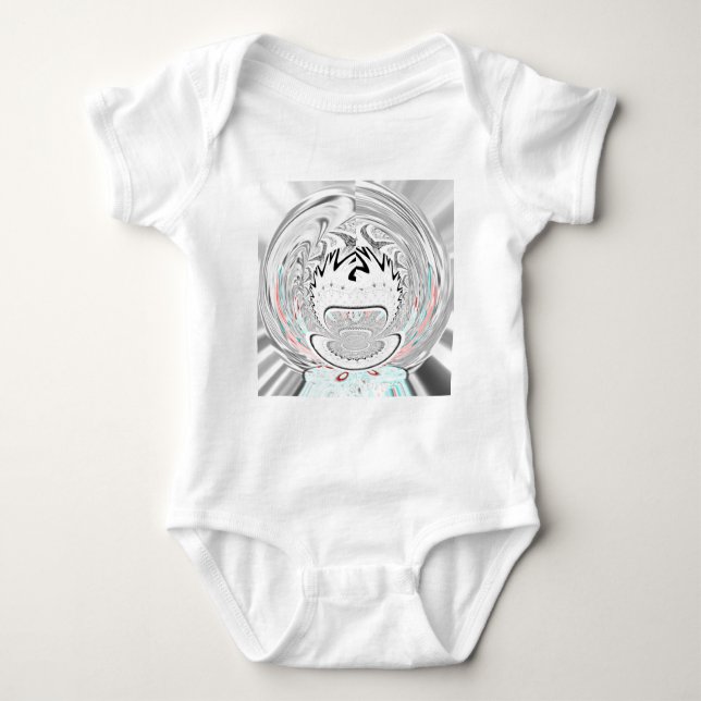 Modern Urban Ash Grey Flora Abstract Pattern Art  Baby Bodysuit (Front)
