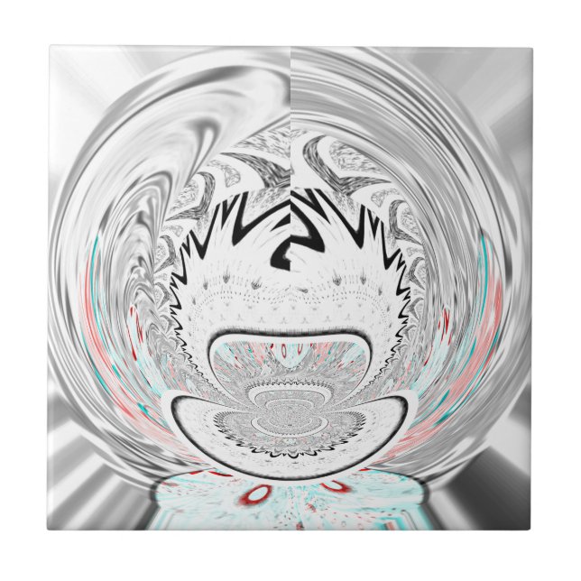 Modern Urban Ash Grey Flora Abstract Pattern Art  Ceramic Tile (Front)