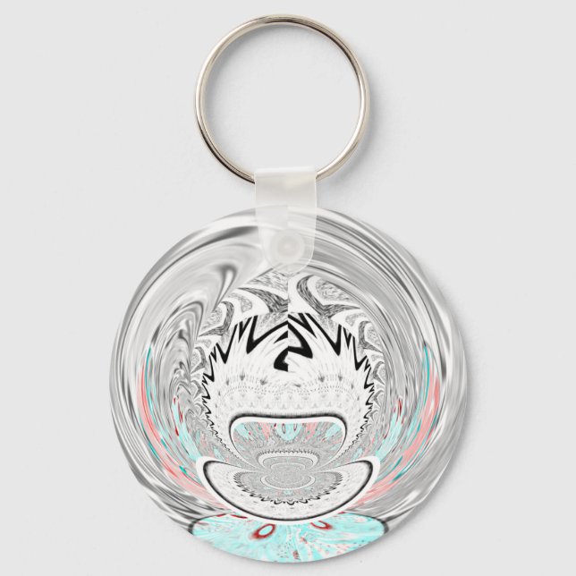 Modern Urban Ash Grey Flora Abstract Pattern Art  Key Ring (Front)