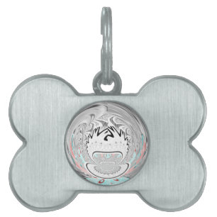 Modern Urban Ash Grey Flora Abstract Pattern Art Pet Name Tag