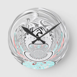 Modern Urban Ash Grey Flora Abstract Pattern Art  Round Clock