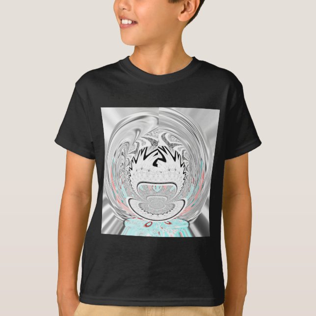 Modern Urban Ash Grey Flora Abstract Pattern Art  T-Shirt (Front)